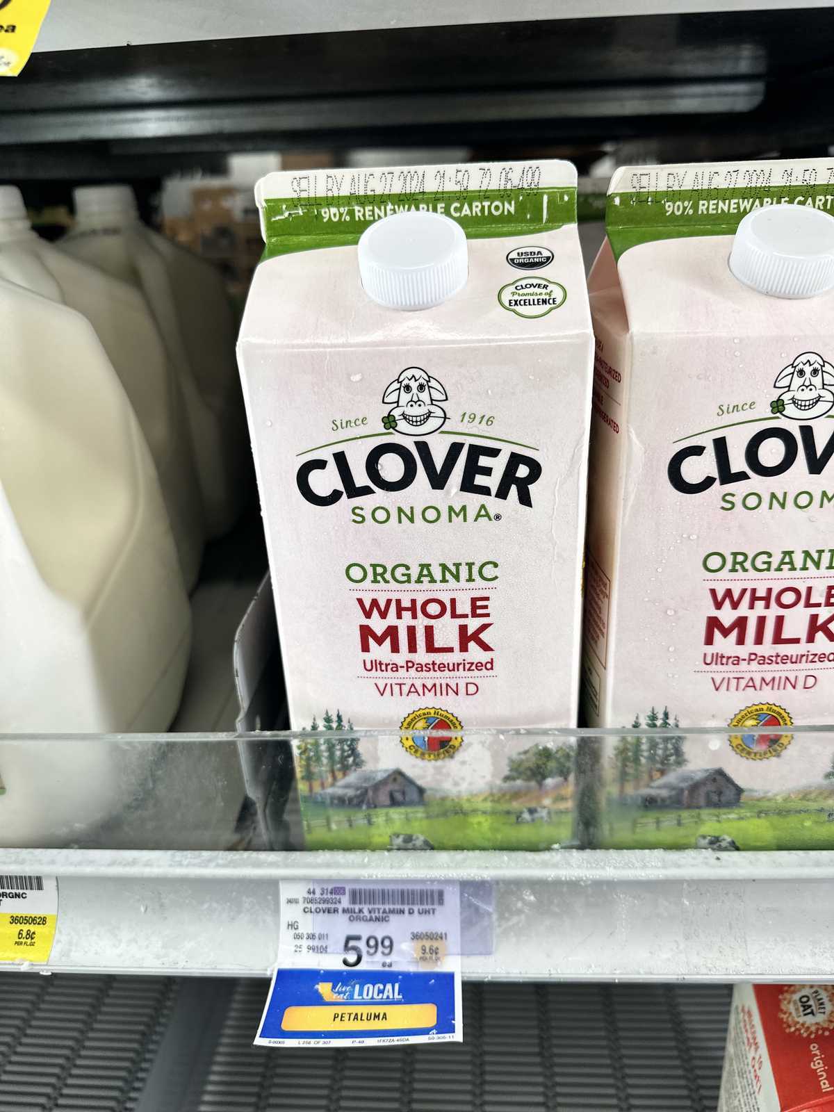 Clover Organic Whole Milk in Half Gallon Carton — source product photograph