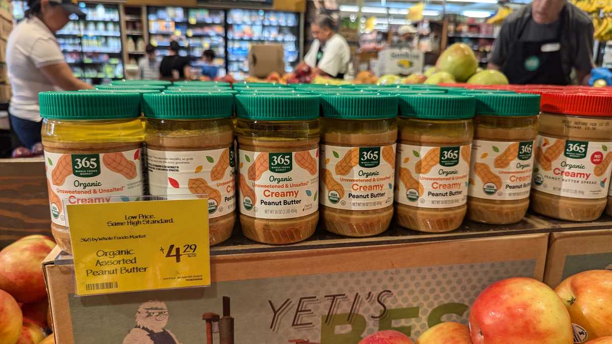 Whole Foods Organic Creamy Peanut Butter Unsweetened Unsalted — source product photograph