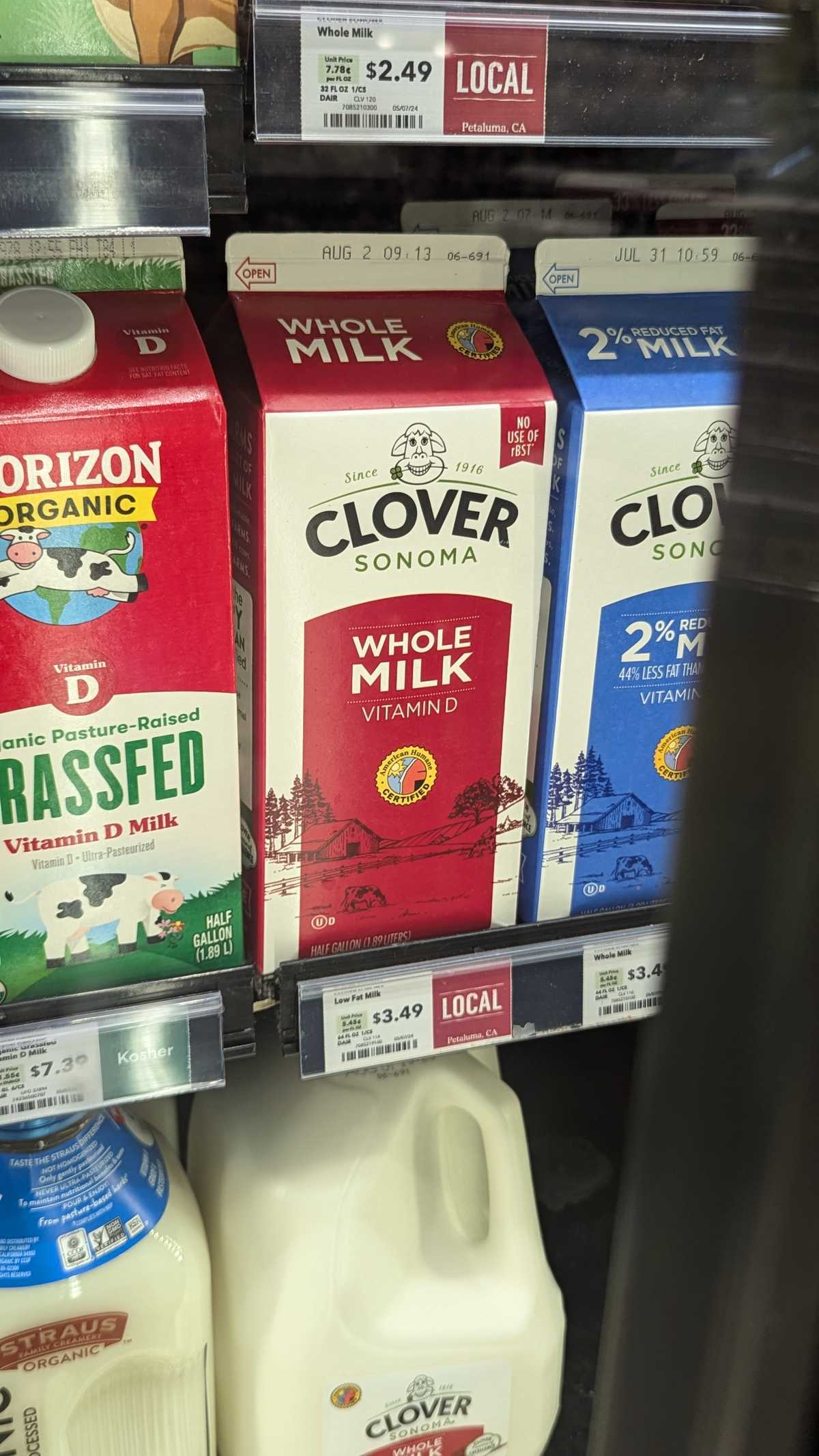 Clover Whole Milk in Half Gallon Carton — source product photograph