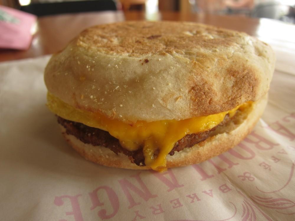 Starbucks Sausage Cheddar Egg Breakfast Sandwich Warmed — source product photograph