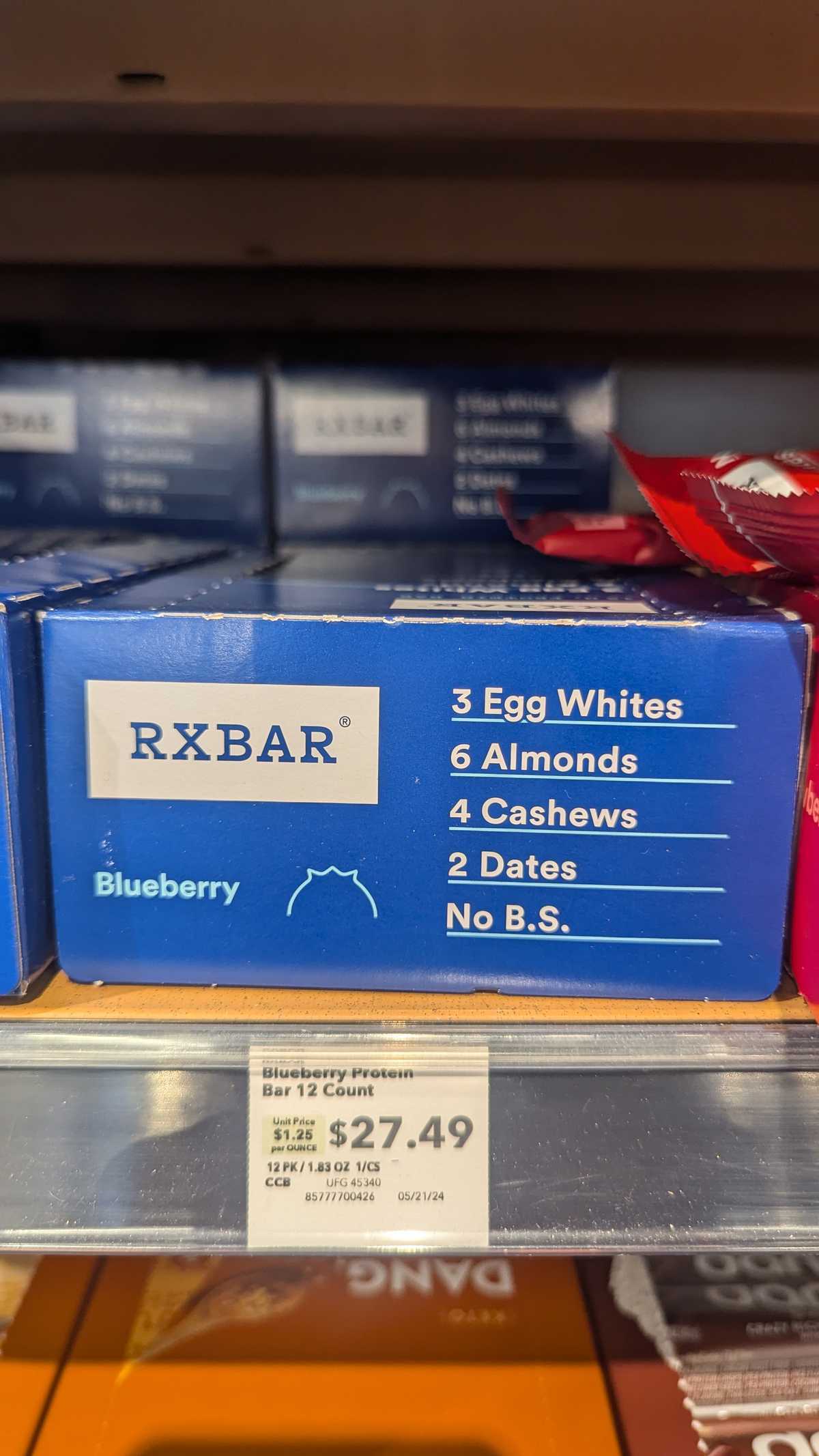 RXBAR 12g Protein Bar Blueberry — source product photograph