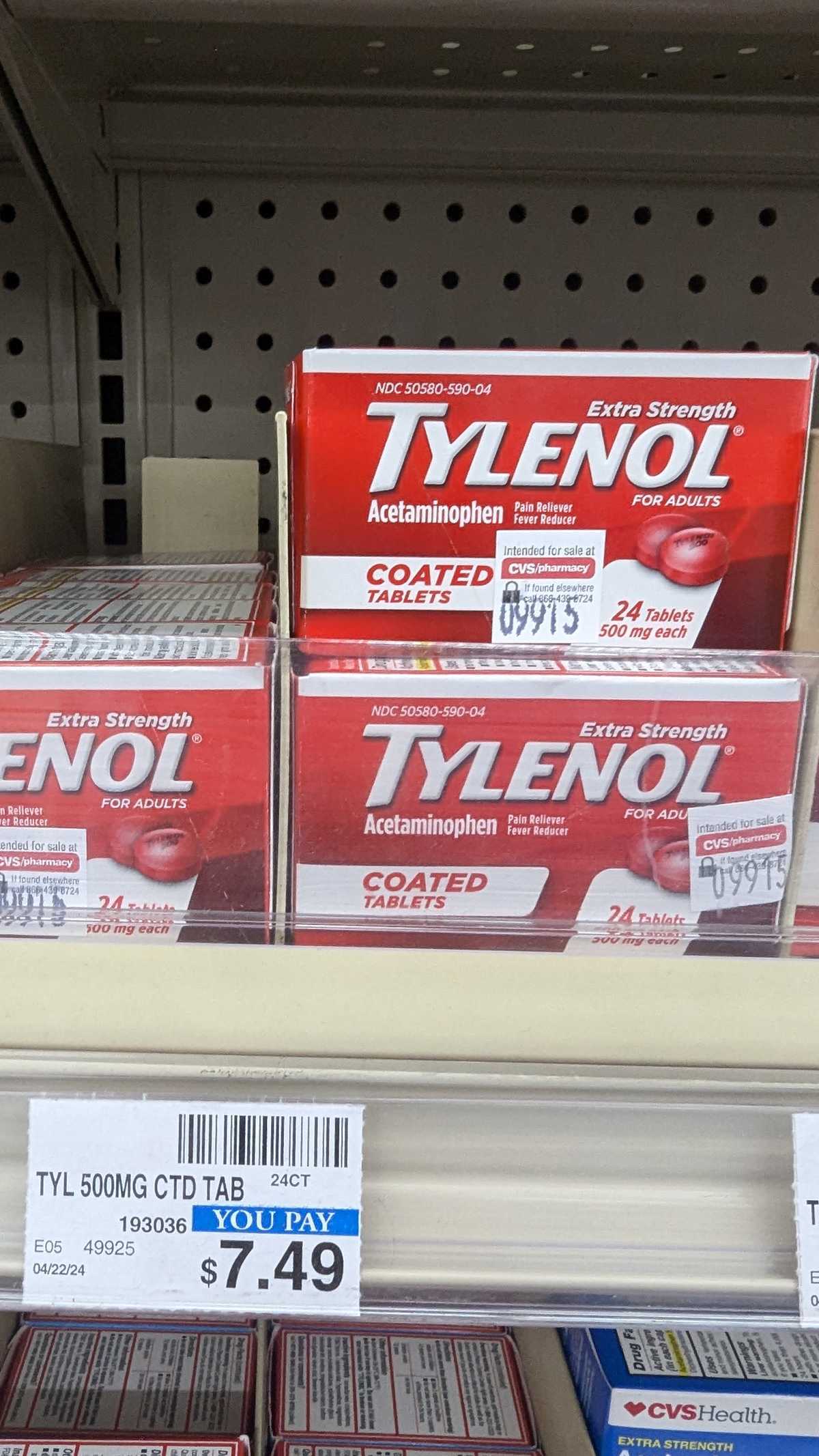 Tylenol Acetaminophen Extra Strength Coated — source product photograph