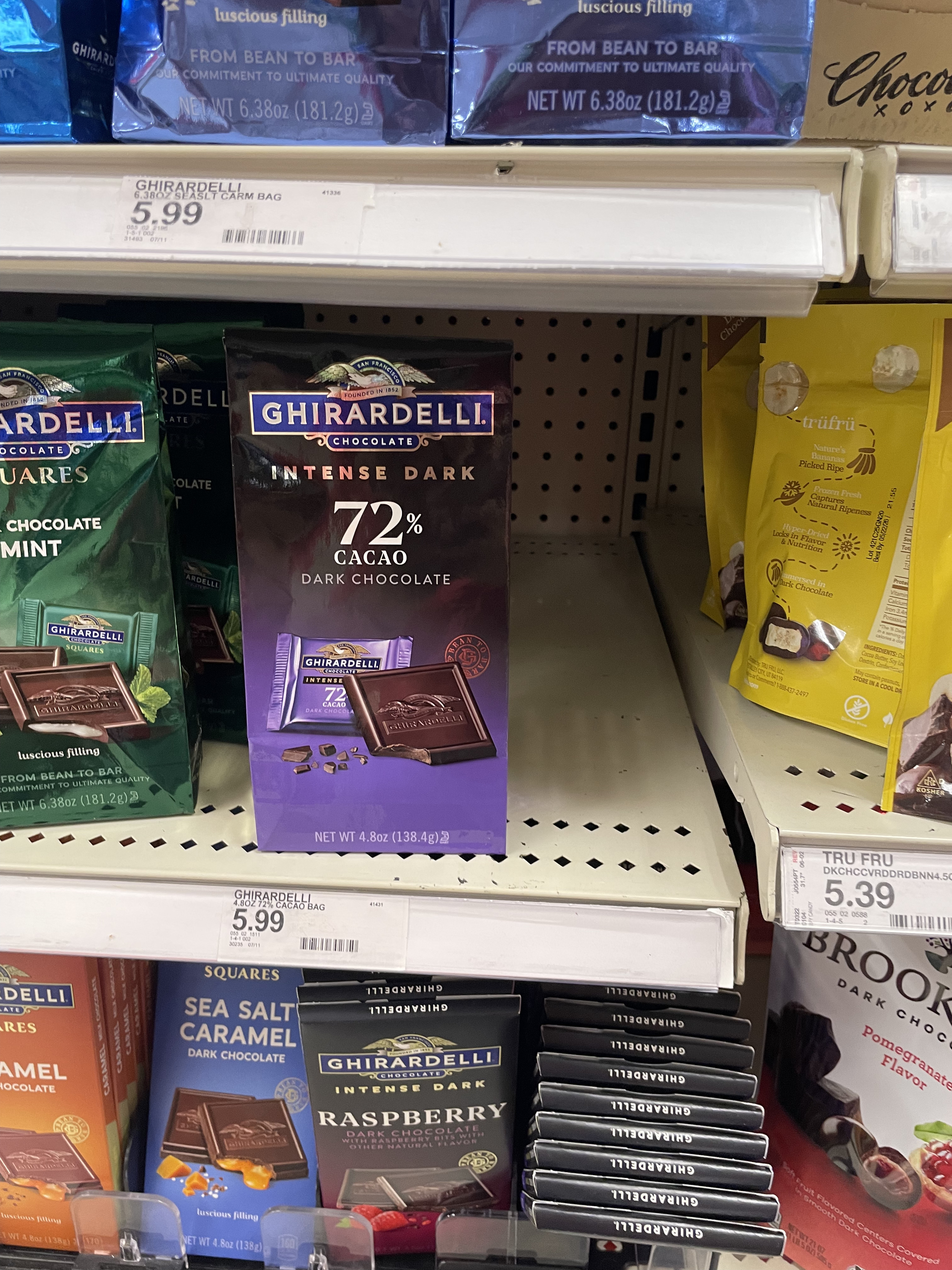 Ghirardelli Intense Dark 72% Cacao Dark Chocolate in Plastic — source product photograph